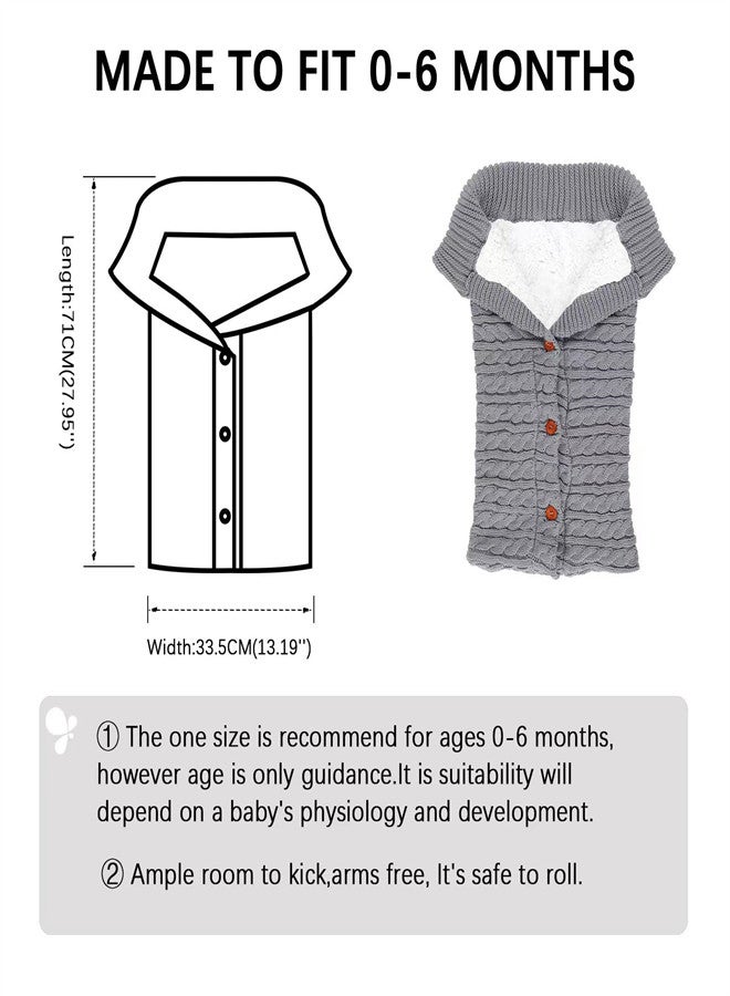 Baby Stroller Sleeping Bag Warm Burting Infant Swaddle Blankets Soft Fleece Knit Boys Girls Stroller Wraps Baby Attachment Winter Sleep Sack Gray - Image 4