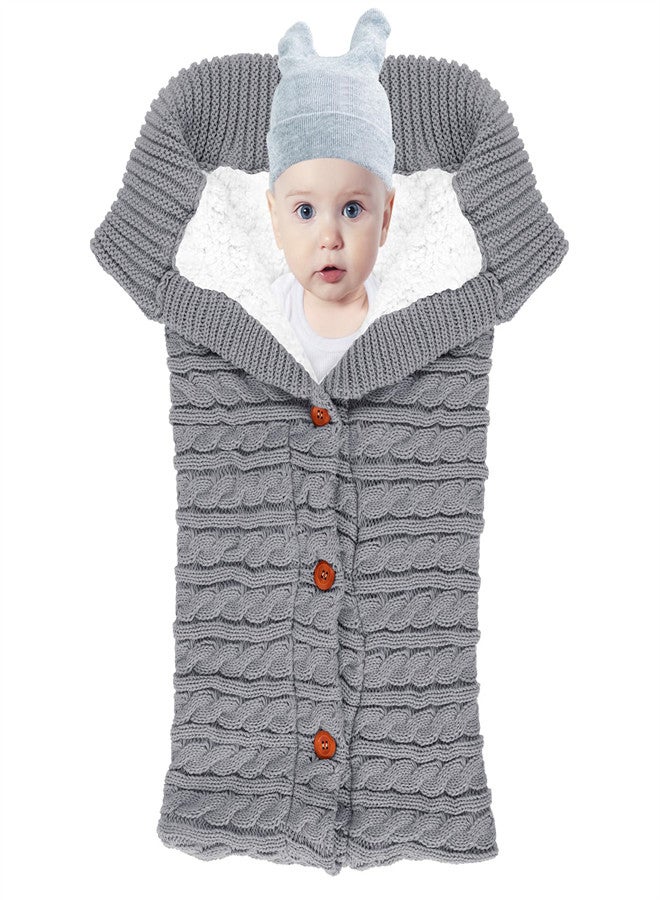 Baby Stroller Sleeping Bag Warm Burting Infant Swaddle Blankets Soft Fleece Knit Boys Girls Stroller Wraps Baby Attachment Winter Sleep Sack Gray - Image 1