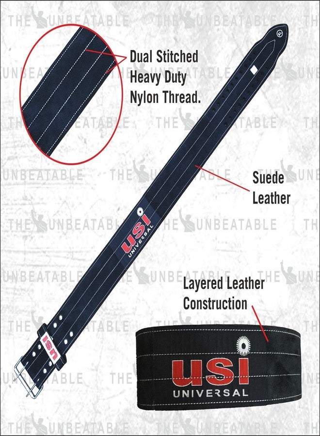 USI UNIVERSAL THE UNBEATABLE Power Lifting Belt, 790PL (Light 6mm Thick Leather, Black, Medium) Weight Lifting Belt For Men & Women Weightlifting Competition Workout Training Weight Support Belt - Image 2
