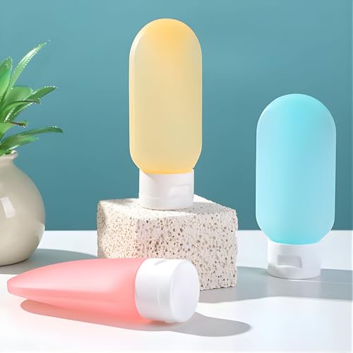 Hian Travel Bottles Set for Toiletries – Leak-Proof, Refillable Plastic Containers (60ml, Multicolor, Pack of 3) – Squeezable Bottles for Shampoo, Lotion, Cream & Travel Organizing - Image 5