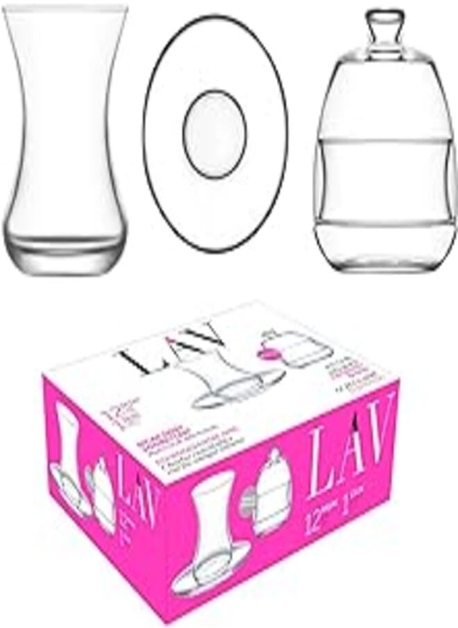 LAV - LAV Basak Cay Seti Glass Tea Set /12 Pcs including Saucers + Sugar Bowl/Elegant design, Trusted Brand, Attractive shape/High Quality Materials - Image 1