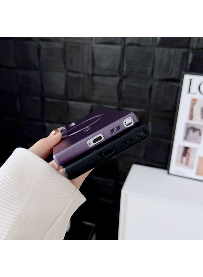 Suitable for Samsung Galaxy S25 Ultra phone case, supports magnetic MagSafe wireless charging, TPU material, anti-collision protection, purple metallic paint - Image 2