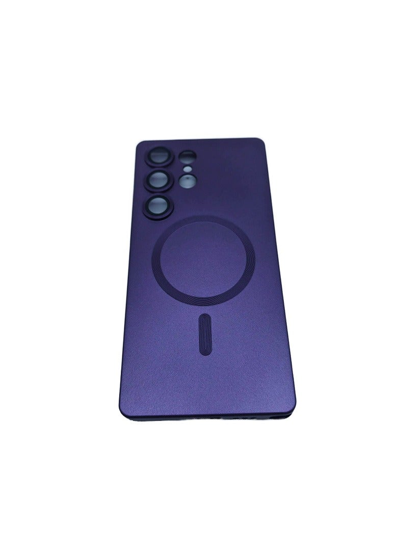 Suitable for Samsung Galaxy S25 Ultra phone case, supports magnetic MagSafe wireless charging, TPU material, anti-collision protection, purple metallic paint - Image 4