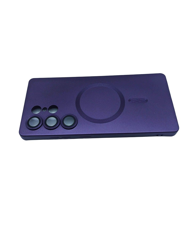 Suitable for Samsung Galaxy S25 Ultra phone case, supports magnetic MagSafe wireless charging, TPU material, anti-collision protection, purple metallic paint - Image 5