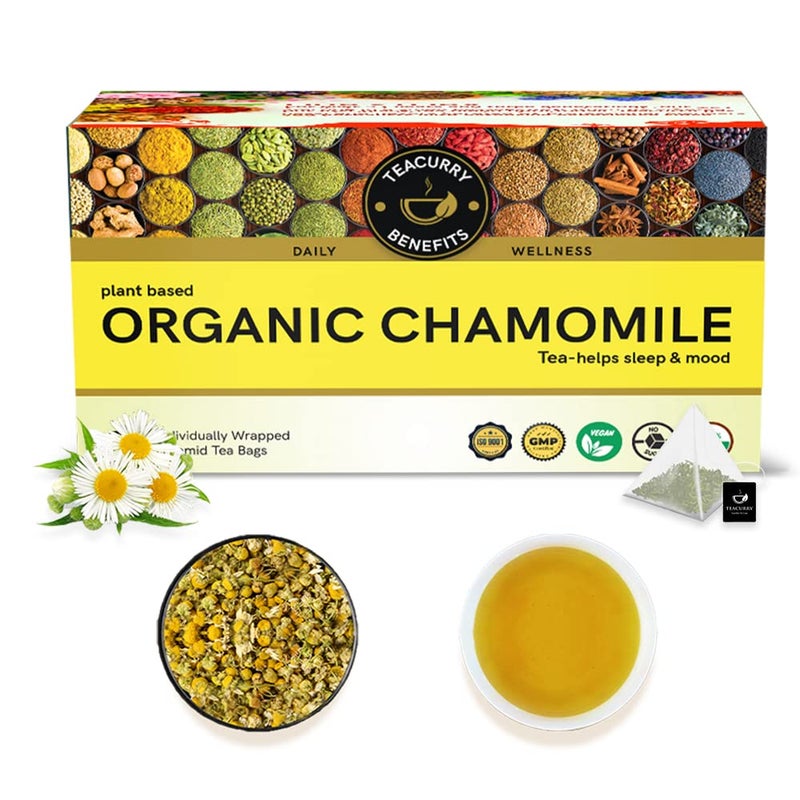 TEACURRY Organic Chamomile Tea - (1 Month Pack | 30 Tea Bags) Detox Tea and Calming Tisane - Image 1