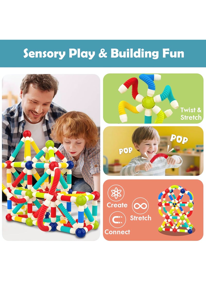 42 PCS Magnetic Building Toys for Kids, Soft Flexible Tube Sticks & Ball Creativity Game, Featuring Safe, Extra-Strong, 3D Development Kit for Preschool, Ideal Gift Set for Boys & Girls 3+ years - Image 3