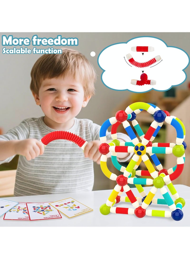 42 PCS Magnetic Building Toys for Kids, Soft Flexible Tube Sticks & Ball Creativity Game, Featuring Safe, Extra-Strong, 3D Development Kit for Preschool, Ideal Gift Set for Boys & Girls 3+ years - Image 4