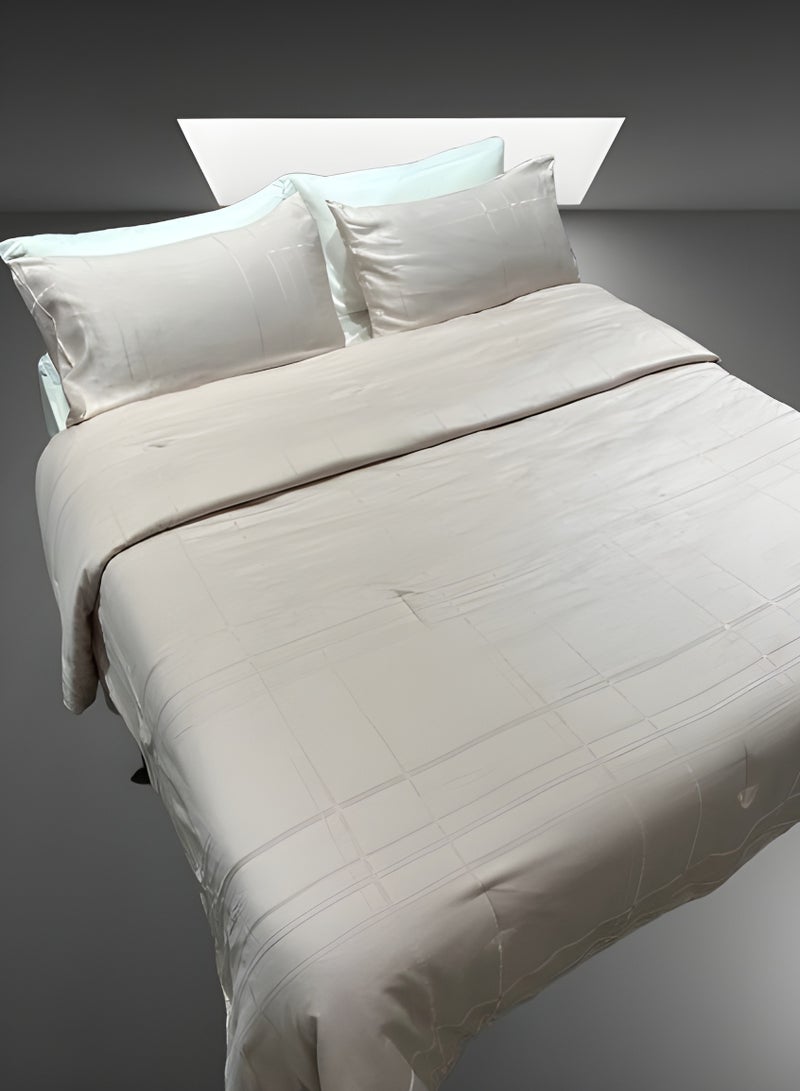 HOMETOPIA Hometopia 6-Piece King Size Comforter Set – Premium Satin-Finish Quilt 230×260 cm with Fitted Sheet & 4 Pillow Covers – Soft, Breathable, Hypoallergenic Bedding – Elegant Minimalist Design for Home & Hotel  - Image 1