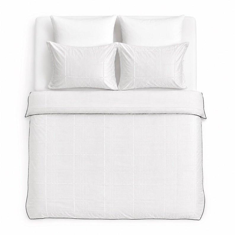 HOMETOPIA Luxury Jacquard Comforter Set 6 PCS, Silk-Like Soft Bedding, Solid Color Elegant Design, King Size 264×229 cm, All-Season Hotel Style for AC Rooms - Image 2