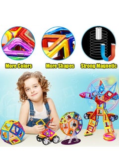 Generic 46Pcs Magnetic Building Blocks Set With Storage Box, Children's magnetic building blocks, magnet toys, Boys and Girls Kids Magnetic Educational Building Blocks Tiles Toys Set,with 2 Wheel Combination  - Image 3