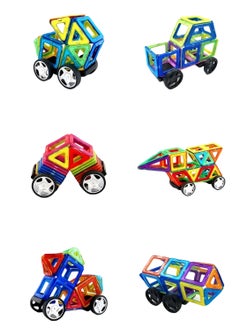 Generic 46Pcs Magnetic Building Blocks Set With Storage Box, Children's magnetic building blocks, magnet toys, Boys and Girls Kids Magnetic Educational Building Blocks Tiles Toys Set,with 2 Wheel Combination  - Image 5