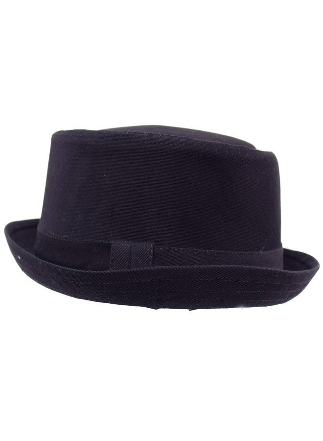 SK Hat shop Men's Everyday Cotton All Season Porkpie Boater Derby Fedora Sun (S/M, Navy) - Image 3