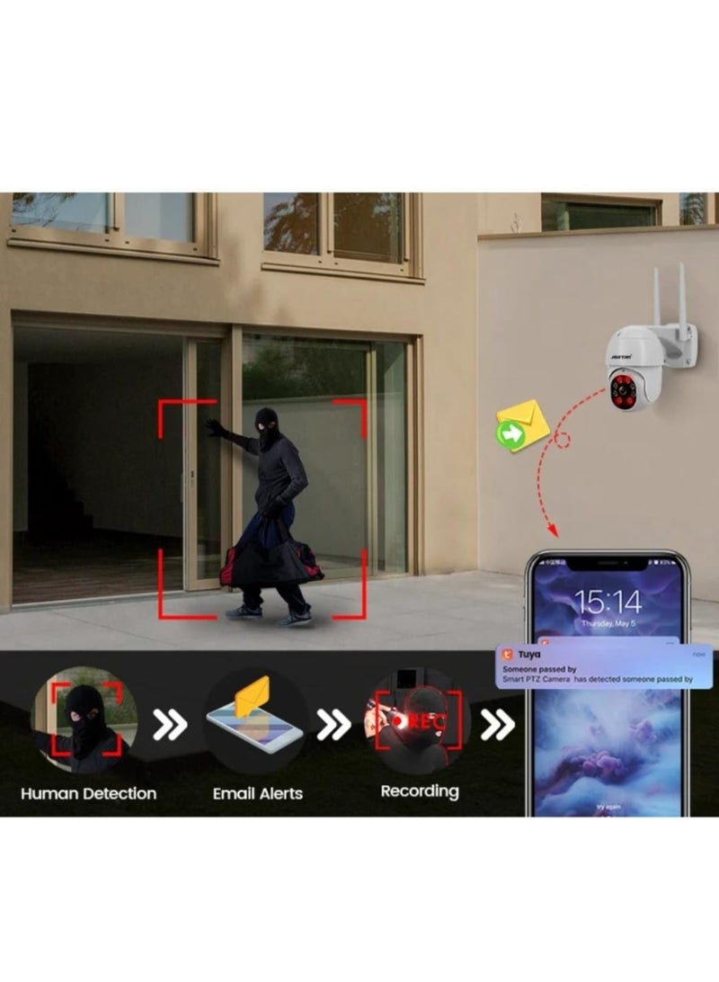 جورتان كاميرا مراقبة جورتان 1080 بكسل داخلية وخارجية مزودة بخاصية واي فاي، رؤية ليلية كاملة الألوان، محادثة ثنائية الاتجاه، كشف الحركة، مقاومة للماء IP66، كاميرا واي فاي للتحكم PTZ - Image 4
