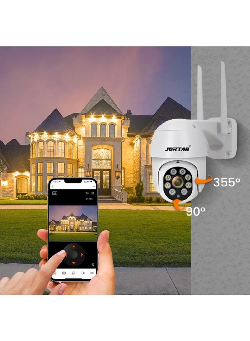 جورتان كاميرا مراقبة جورتان 1080 بكسل داخلية وخارجية مزودة بخاصية واي فاي، رؤية ليلية كاملة الألوان، محادثة ثنائية الاتجاه، كشف الحركة، مقاومة للماء IP66، كاميرا واي فاي للتحكم PTZ - Image 2