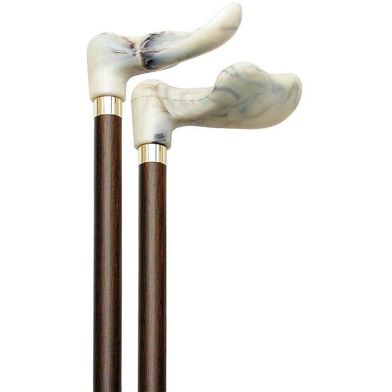 Palm Grip Cane Walnut Shaft White Marbleized Handle Affordable Gift Item DHAR9132600