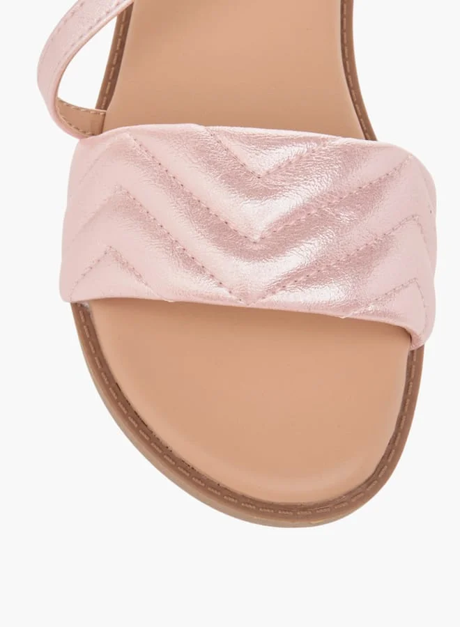 Little Missy Girls Quilted Sandals With Hook And Loop Closure