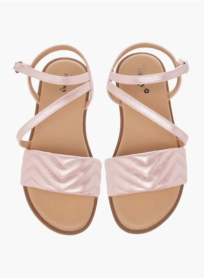 ميسي الصغيرة Girls Quilted Sandals With Hook And Loop Closure