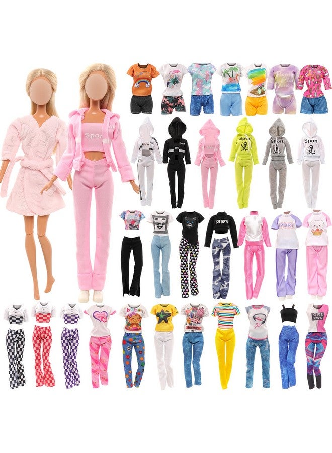 باروا 9 مجموعات من ملابس الدمى بدلة رياضية بغطاء للرأس وملابس كاجوال وقمصان وسراويل بيجامات للدمى للفتيات مقاس 11.5 بوصة - Image 1