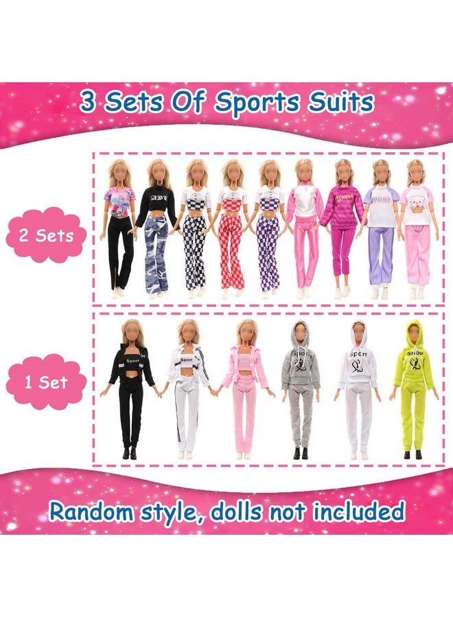 باروا 9 مجموعات من ملابس الدمى بدلة رياضية بغطاء للرأس وملابس كاجوال وقمصان وسراويل بيجامات للدمى للفتيات مقاس 11.5 بوصة - Image 3