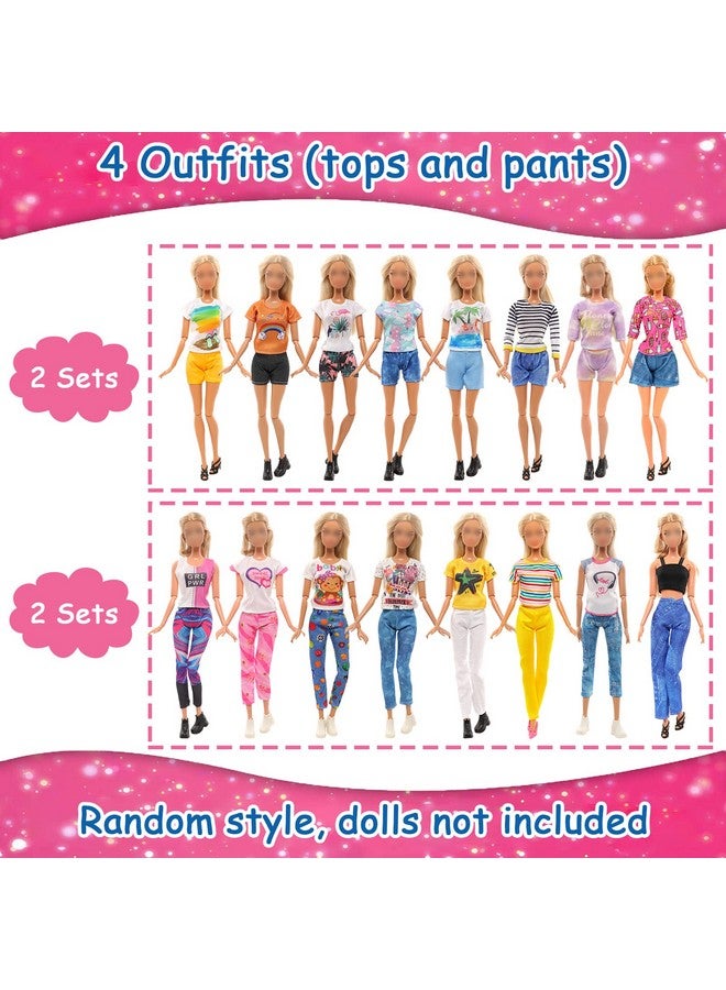 باروا 9 مجموعات من ملابس الدمى بدلة رياضية بغطاء للرأس وملابس كاجوال وقمصان وسراويل بيجامات للدمى للفتيات مقاس 11.5 بوصة - Image 4