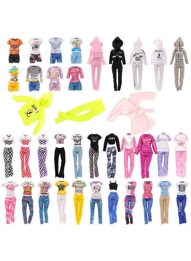 باروا 9 مجموعات من ملابس الدمى بدلة رياضية بغطاء للرأس وملابس كاجوال وقمصان وسراويل بيجامات للدمى للفتيات مقاس 11.5 بوصة - Image 2