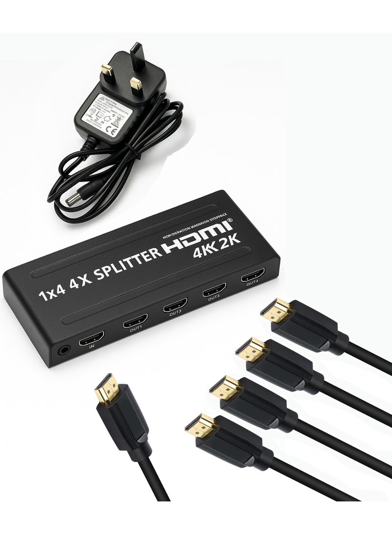 HDMI 1X4 Splitter – 4K Ultra HD | 1 HDMI Input to 4 HDMI Outputs - Image 1