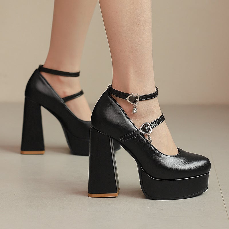 Wish Style Spring 2024 Fashion Thick Bottom Super High Heeled 40-43 Plus Size Shallow Buckle Party Shoes - Image 3