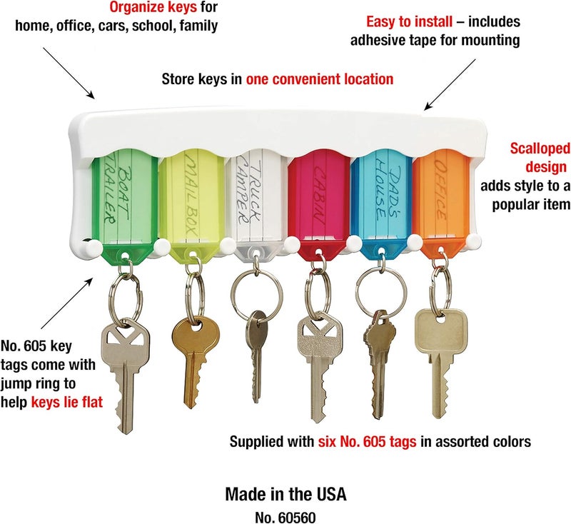 Lucky Line Multi-Color Key Tag Rack with 6 Tags - Organize Your Keys with Style - Image 5