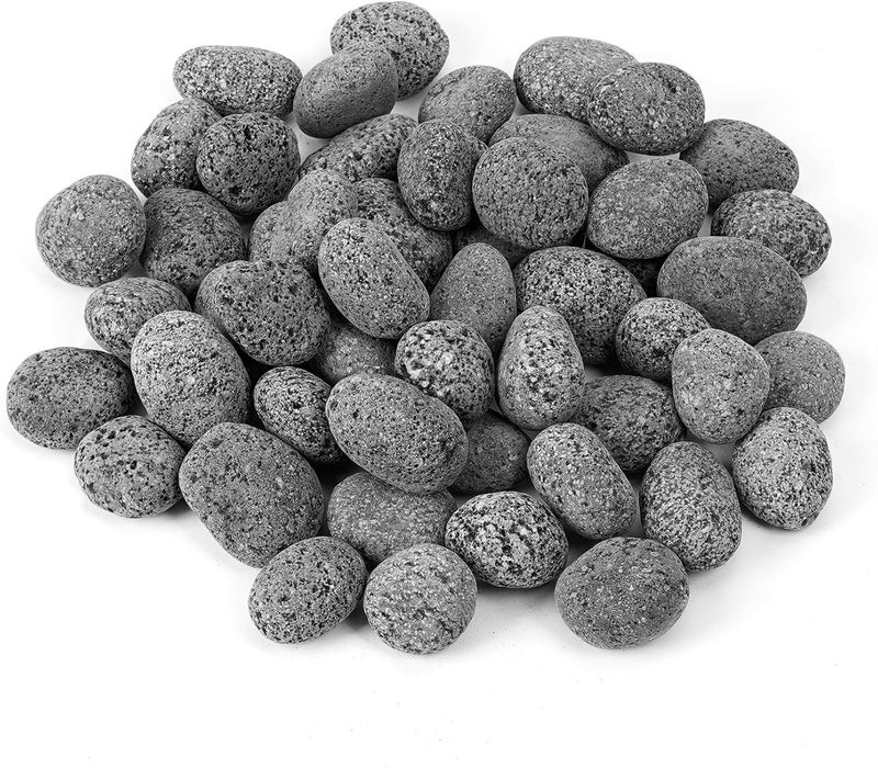 Skyflame Black Natural Tumbled Stones Round Lava Rock Pebbles for Indoor Outdoor Gas Fire Pit | Fireplaces | Garden Landscaping Decoration | Cultivation of Potted Plants | 10 Pounds | 1/2-1 Inch Size - Image 1