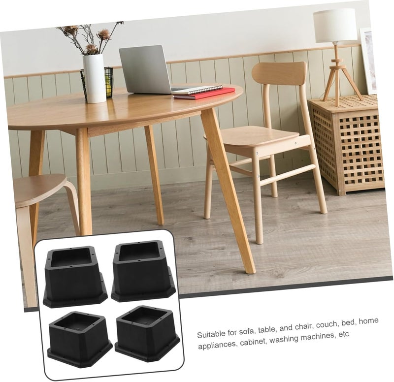 Generic 4pcs Adjustable Bed Risers Stackable Furniture Lifts for Sofa Table and Chair Heavy-Duty Rubber Non-Slip Pads for Stability and Floor Protection - Image 2