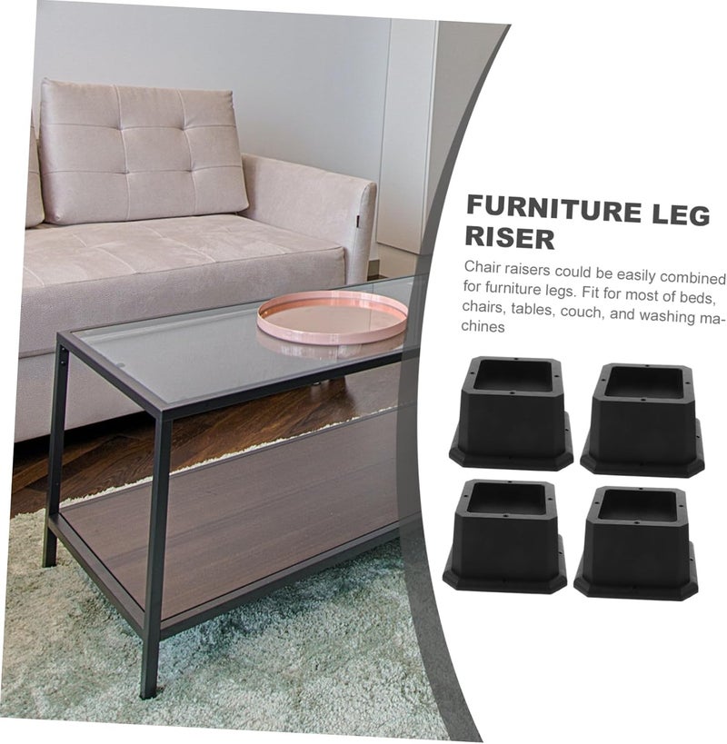 Generic 4pcs Adjustable Bed Risers Stackable Furniture Lifts for Sofa Table and Chair Heavy-Duty Rubber Non-Slip Pads for Stability and Floor Protection - Image 3