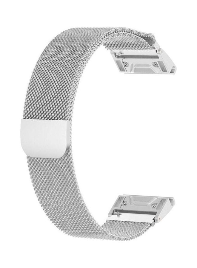 NIBEMINENT Milan Stainless Steel Metal Watchband For Garmin Fenix 5 Silver - Image 1