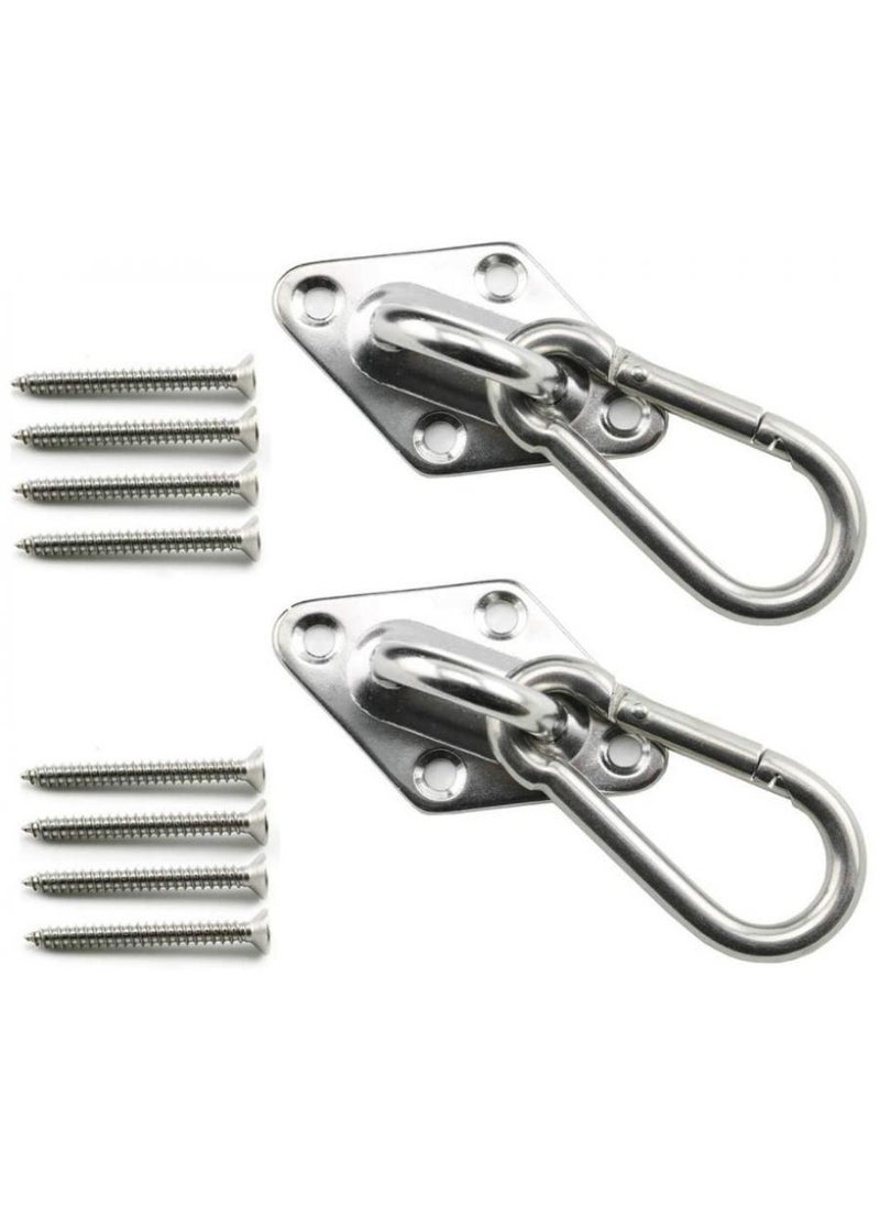 Alissa Heavy Duty Hammock Hanging Kit Pad Eye Plates Staple Ring Hook Ceiling Wall Mount Anchor Hooks Hanger for Swing Chair Suspension Shade Sail Hardware for Outdoor Indoor Activity (Stainless Steel)  - Image 1