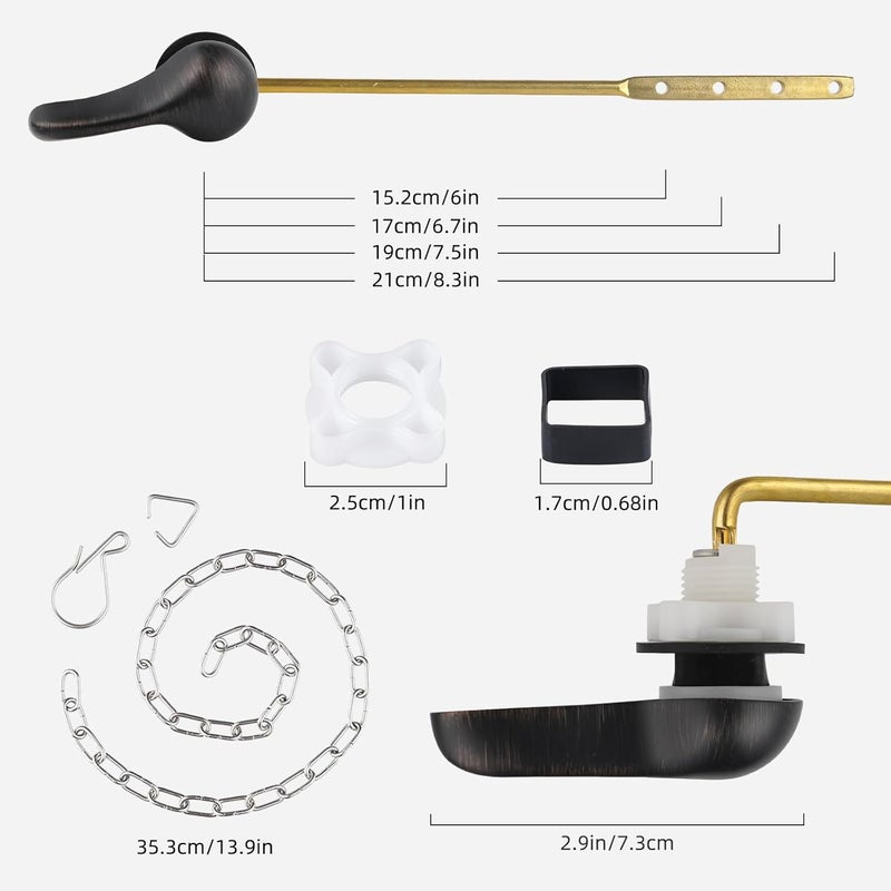 iFealClear Universal Metal Toilet Handle Replacement Kit, Front Mount Toilet Tank Flush Lever with Stainless Steel Chain, Fits Most Toilets, Oil Rubbed Bronze - Image 4