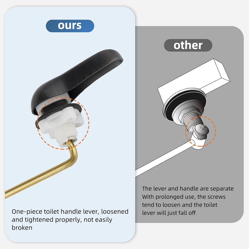 iFealClear Universal Metal Toilet Handle Replacement Kit, Front Mount Toilet Tank Flush Lever with Stainless Steel Chain, Fits Most Toilets, Oil Rubbed Bronze - Image 5