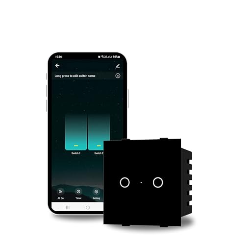 AZIOT SMART MODULAR 2 GANG PREMIUM TOUCH SWITCH (16amp Each) - GLASS (Not Acrylic): Elevate Your Home with Effortless Control (Fits in Anchor Roma Classic and similar plates) - Image 1