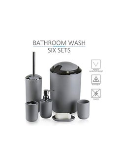 Accessories Set,6 Pcs Plastic Gift Set Toothbrush Holder,Toothbrush Cup,Soap Dispenser,Soap Dish,Toilet Brush Holder,Trash Can,Tumbler Straw Set Bathroom (Grey) - pzsku/Z078D986918F8E5E43E18Z/45/_/1692265642/ac4f6753-ce99-4e91-9db5-486b1130afe8