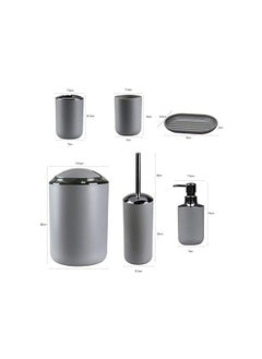 Accessories Set,6 Pcs Plastic Gift Set Toothbrush Holder,Toothbrush Cup,Soap Dispenser,Soap Dish,Toilet Brush Holder,Trash Can,Tumbler Straw Set Bathroom (Grey) - pzsku/Z078D986918F8E5E43E18Z/45/_/1692265656/516d1ba1-c086-49f8-83a9-ebc73d3958f1