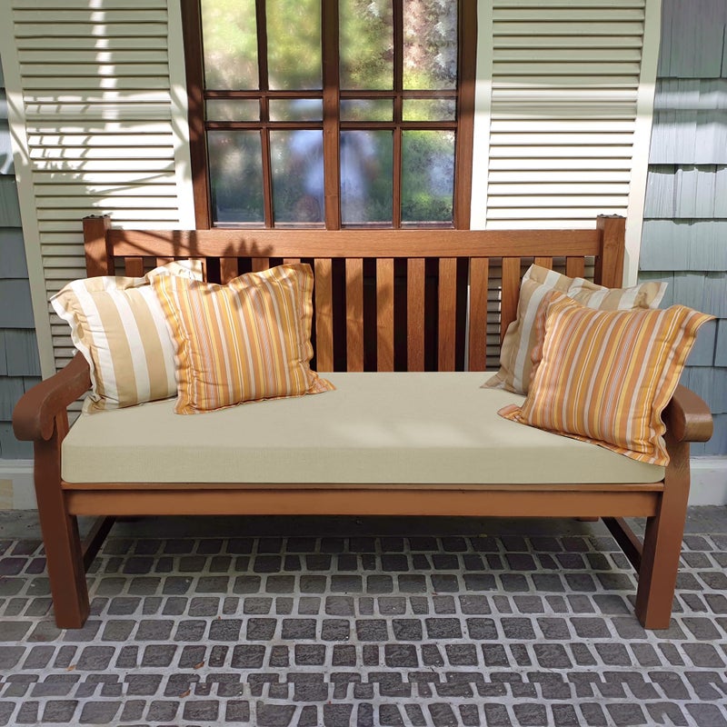 Favoyard Outdoor Bench Cushion 48 x 16 Inch Rainproof Patio Furniture Cushions 3-Year Color Fastness Garden Settee Porch Pads with Ties, Beige - Image 3