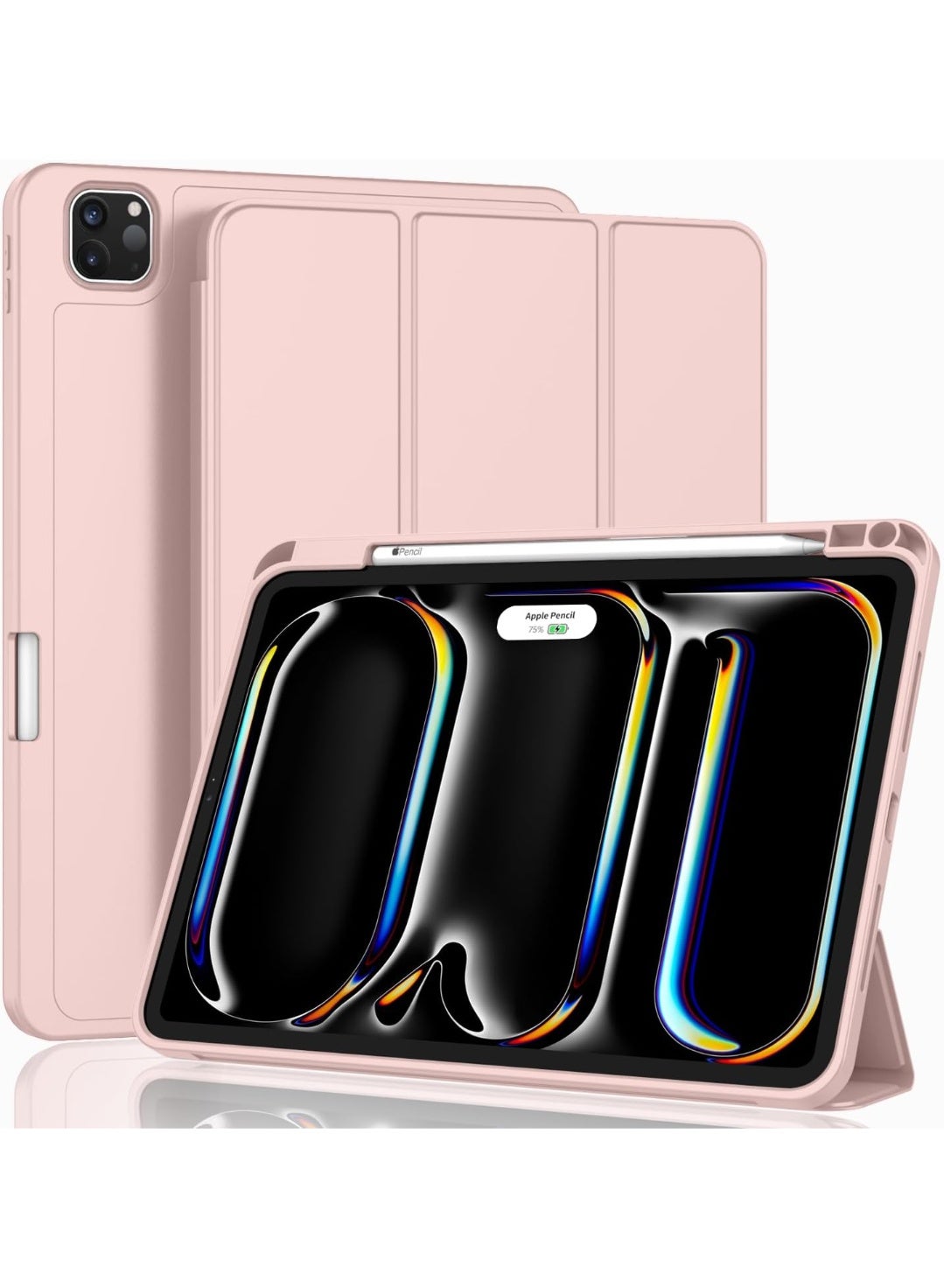 T I G O Case for iPad Pro 13 Inch Case M5 2025/ M4 2024, Smart Cover iPad Pro M5 M4 Case 13 Inch, Slim Trifold  Stand  Hard Shell Back, Supports Touch ID, Auto Wake/Sleep Pink