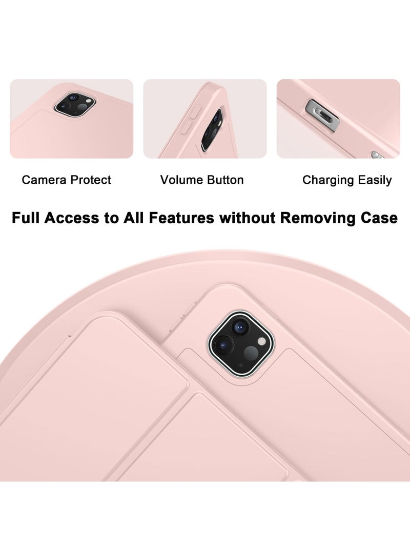 T I G O Case for iPad Pro 13 Inch Case M5 2025/ M4 2024, Smart Cover iPad Pro M5 M4 Case 13 Inch, Slim Trifold  Stand  Hard Shell Back, Supports Touch ID, Auto Wake/Sleep Pink - Image 3