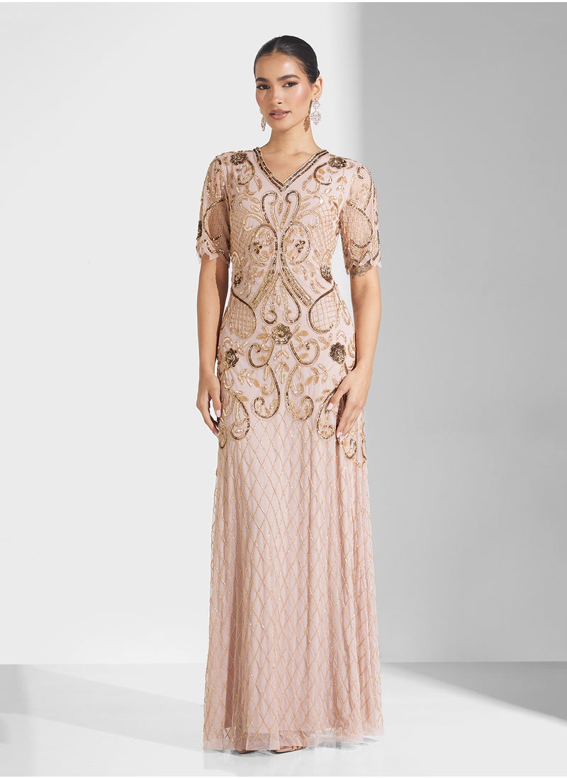Frock and Frill Embroidered Overlay Dress  - Image 4