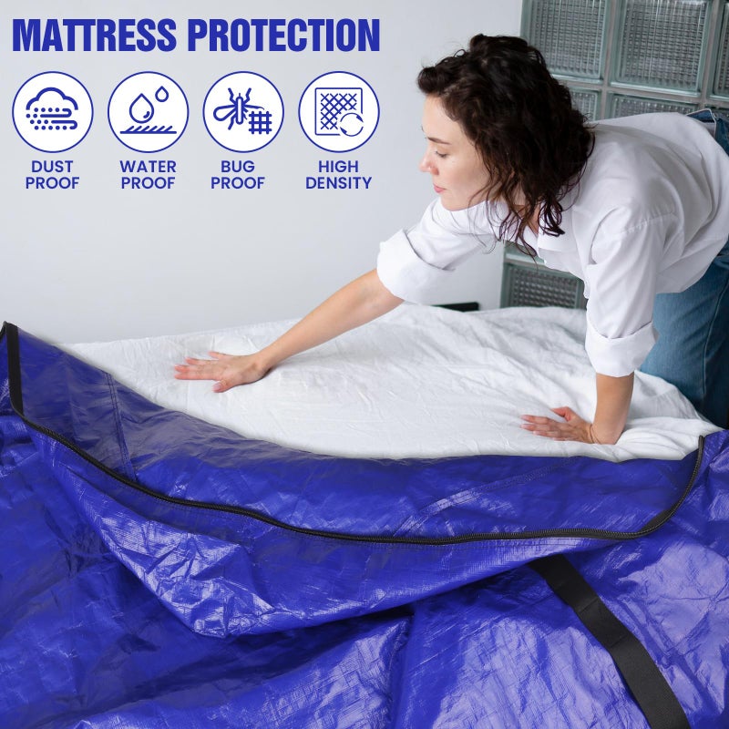 SaveAMatt Mattress Bags for Moving - Extra Thick & Durable Queen Mattress Cover for Moving - Reusable Waterproof Tarp Mattress Protector with Heavy Duty Handles (82â€™â€™x63â€™â€™x15â€™â€™ Queen Size) - Image 2