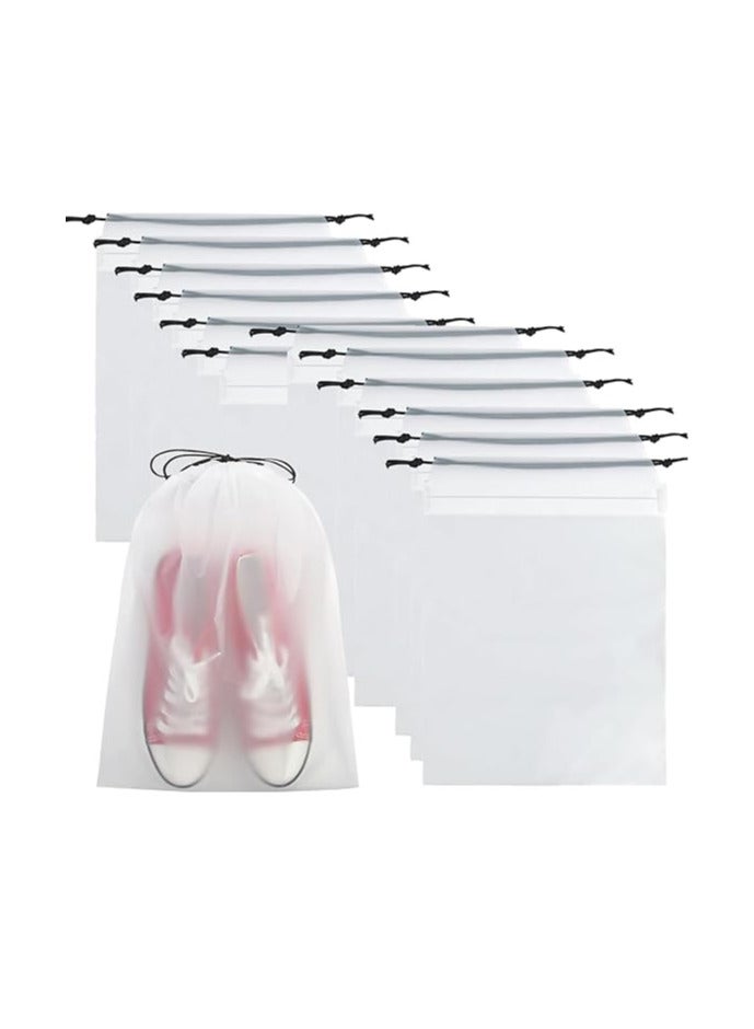 ECVV 12PCS Transparent Shoe Bags for Travel, Large Clear Drawstring Shoe Organizer Bags Shoe Packing Bags for Men and Women,(13.7 x 17.7 inches) - Image 1