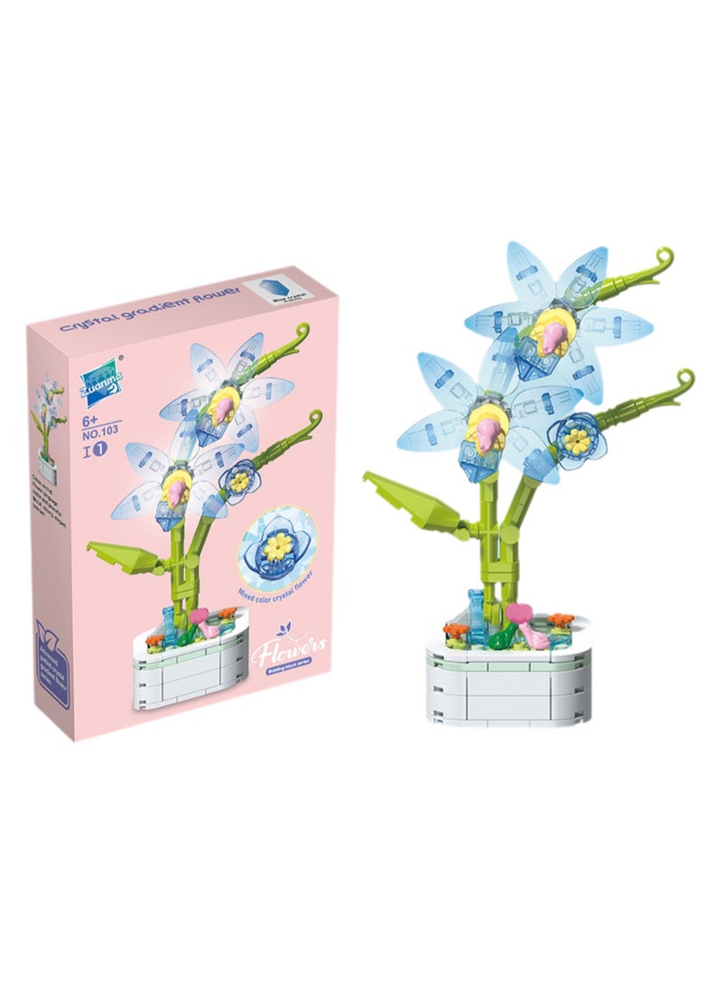 Educational Assembly Toys, Potted Plant Theme Building Block Toys, Creative Gift Desktop Ornaments Suitable For Children And Adults, Boys And Girls Over 3 Years Old (Cymbidium crystal flower pot 165 - Image 1