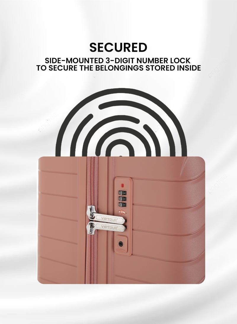 فيبتور طقم حقائب سفر بعجلات 3 قطع PP حقيبة جانبية صلبة بعجلات دوارة 360 درجة مع قفل TSA - Image 4