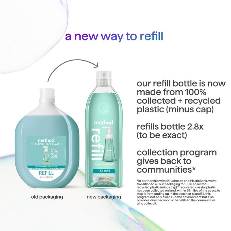 Method صابون يد رغوي من ميثود، عبوة إعادة تعبئة، شلال، 28 أونصة، 1 عبوة - Image 4