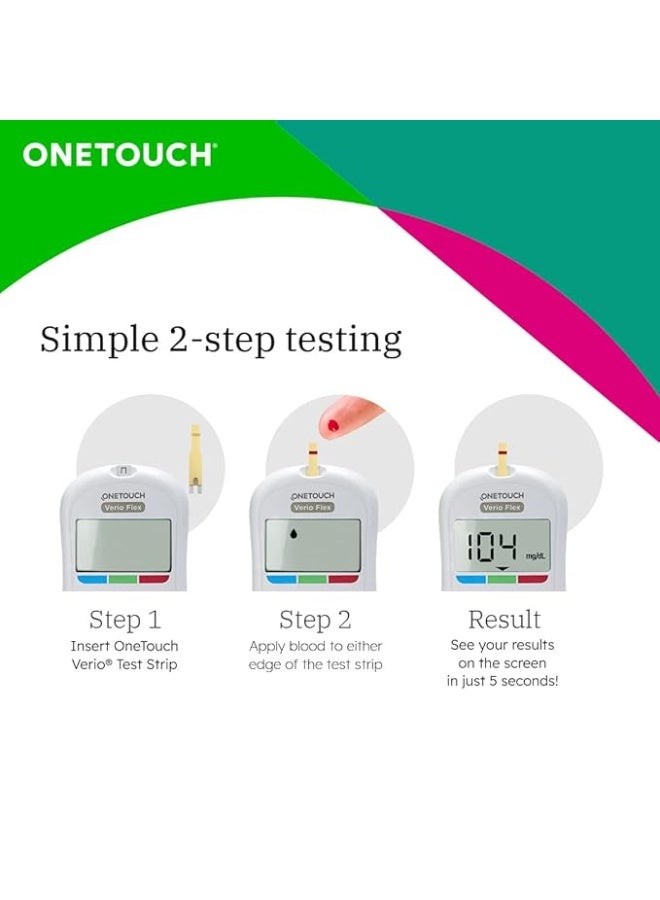 OneTouch Verio Flex glucometer with 50 Test Strips & 50 additional lancets (total 60 sterile lancets) | Sync your results with OneTouch Reveal mobile app| Simple & accurate testing of blood sugar - Image 3