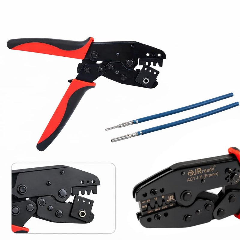JRready Deutsch Crimping Tool Open Barrel Size 20 ACTLY20DTM Crimper 1620AWG for deutsch Connector Kit Stamped Formed Contacts ECU Sensor EFI Wiring Automotive Marine
