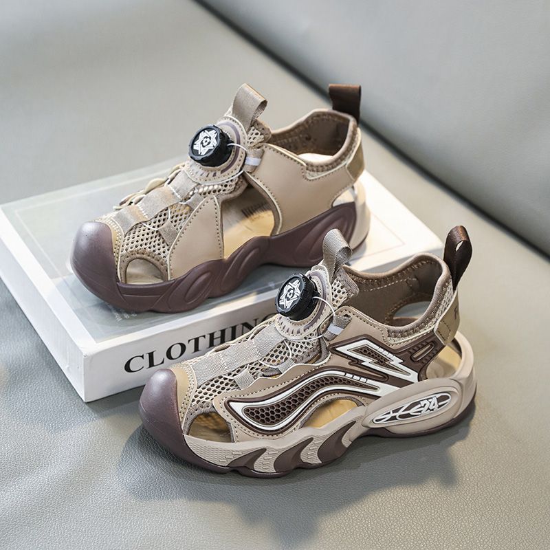 Boys' Baotou Sandals 2025 Children'S Rotating Button Sports Sandals Elementary School Casual Beach Shoes - Image 1
